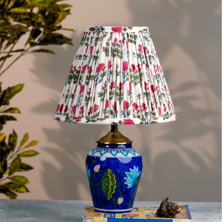 White Pink Block Print Empire Lampshade Large